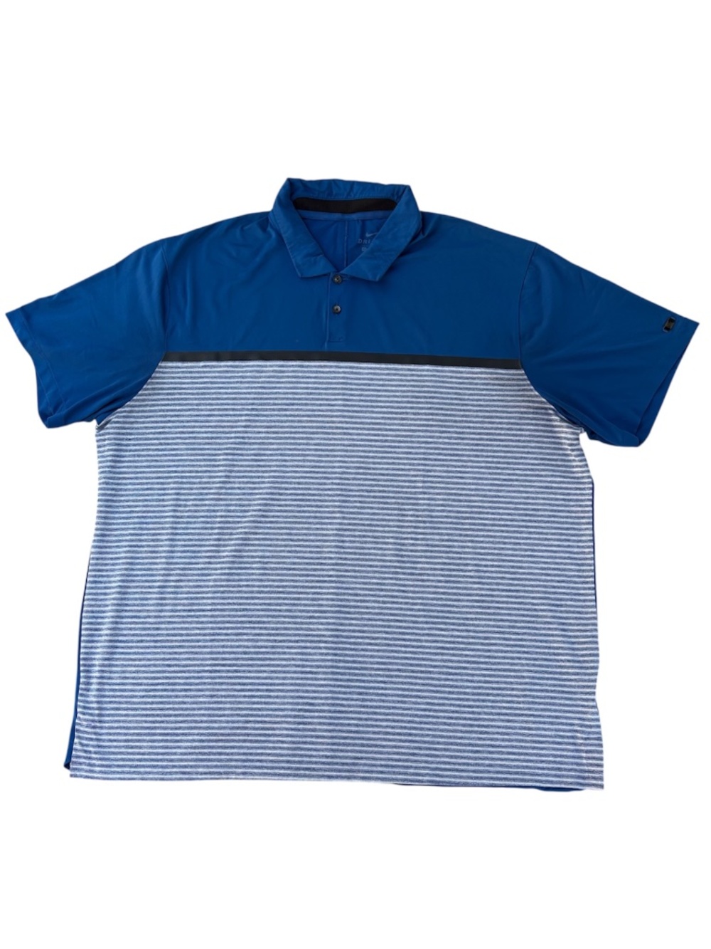 Nike Tiger Woods Golf Dri-FIT Polo XXL Blue Striped Shirt BV1320-431